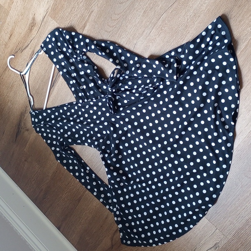 F21 S BLACK WHITE POLKA DOT DRESS